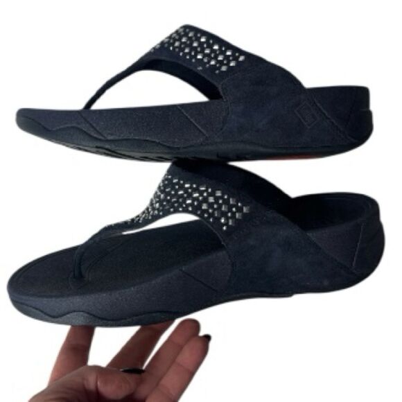 Fitflop Black Rhinestone Embellished Sandals. Size 7. - Picture 2 of 7